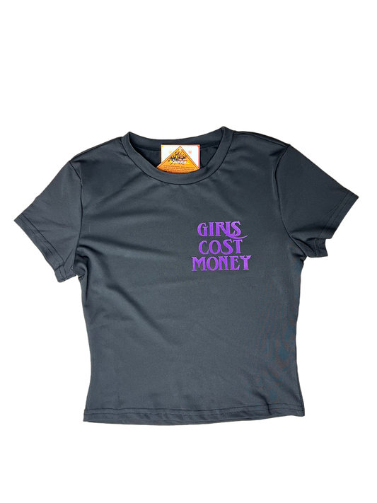 GIELS COST MONEY®️ CROP TOP- PURPLE ON BLACK