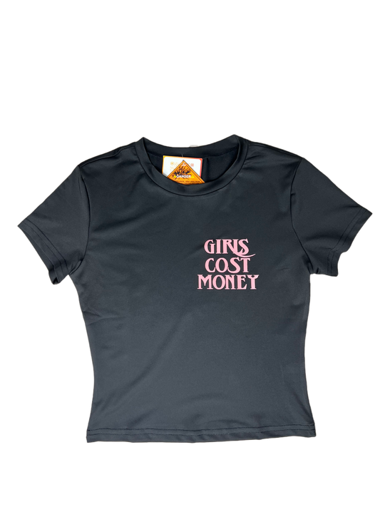 GIRLS COST MONEY®️ CROP TOP- PINK ON BLACK