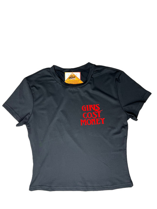 GIRLS COST MONEY®️ CROP TOP- RED ON BLACK