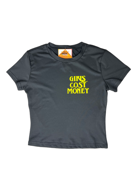 GIRLS COST MONEY®️ CROP TOP- NEON YELLOW ON BLACK